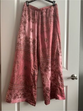 Pink Floral Wide-Leg Bottoms
